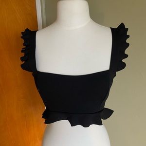 Zara Cropped Tank Top with Ruffle Detail